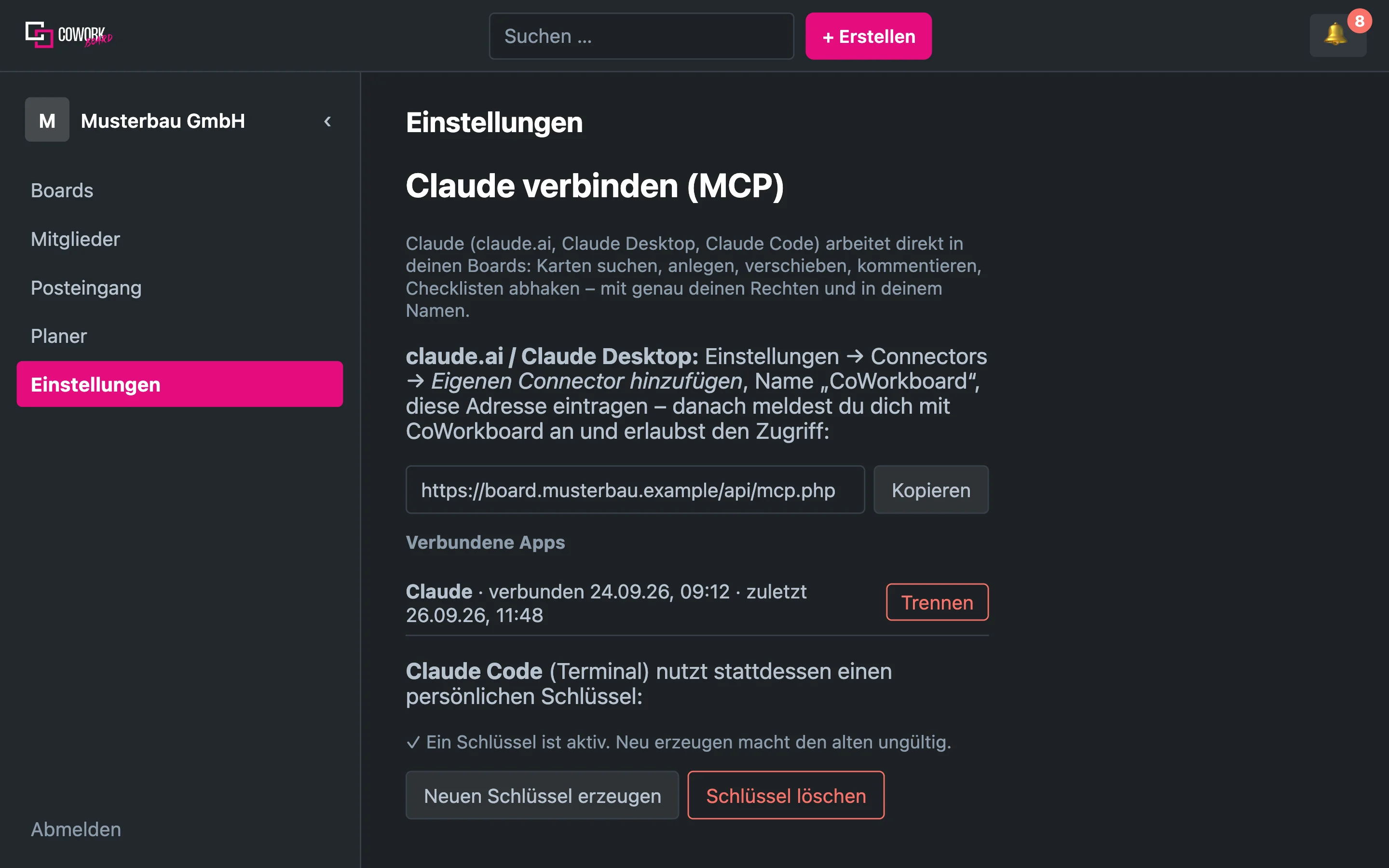 Settings for connecting to Claude