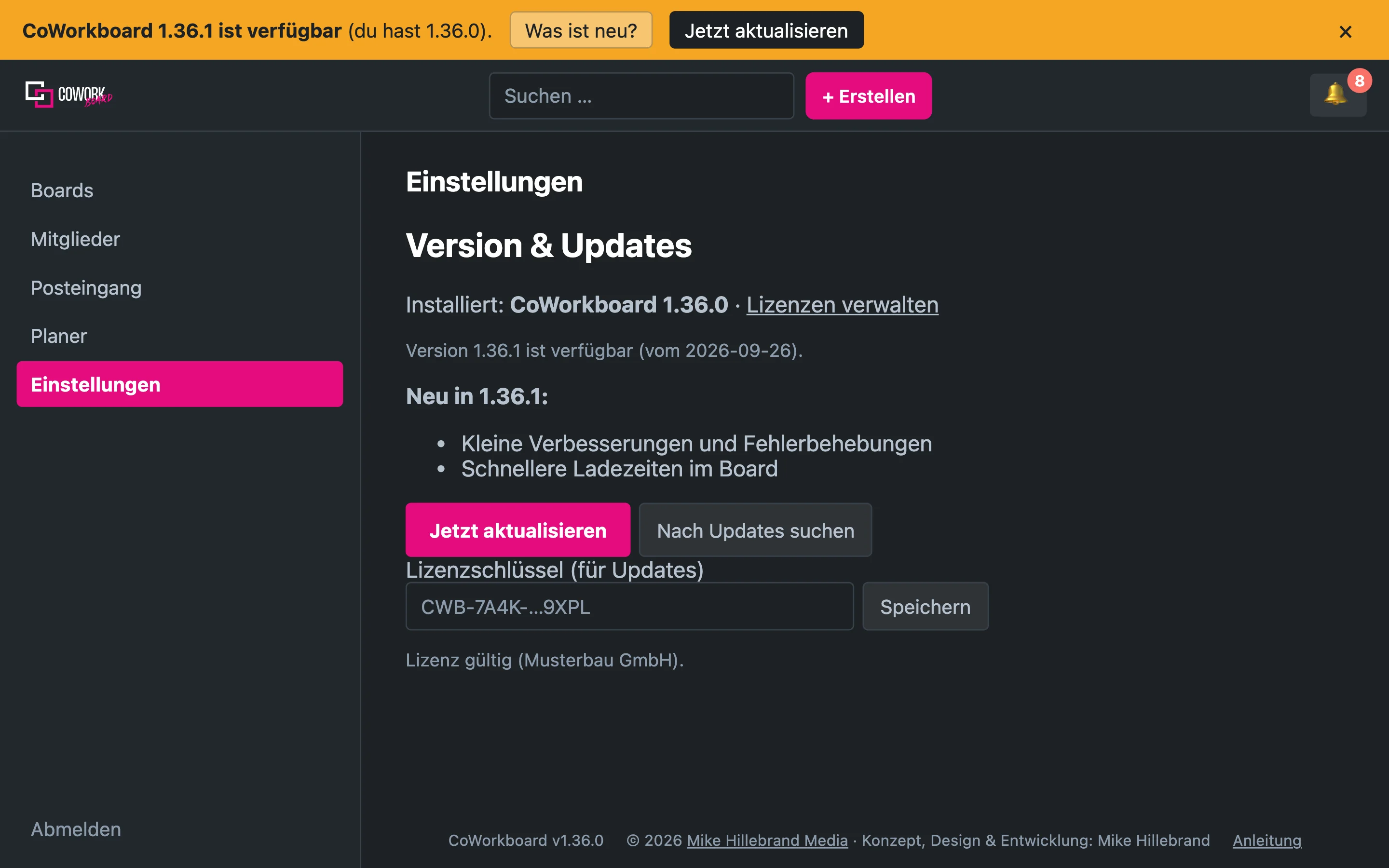 CoWorkboard’s update indicator